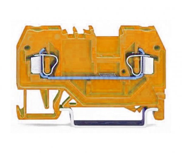 Клема прохідна з пружинним затискачем набірна 2-провідна 2,5 мм² оранжева, WAGO