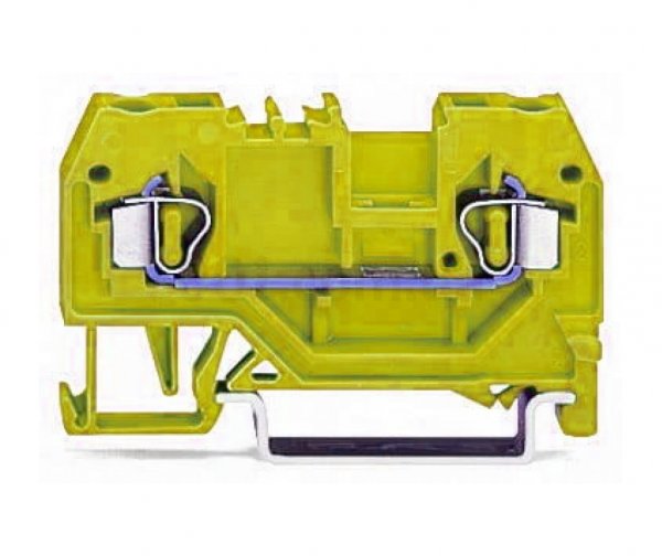 Клемма проходная с пружинным зажимом наборная 2-проводная 2,5 мм² желтая, WAGO