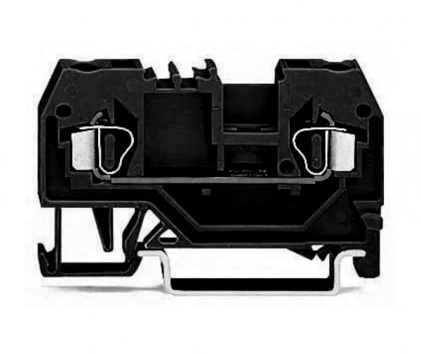 Клемма проходная с пружинным зажимом наборная 2-проводная 2,5 мм² черная, WAGO