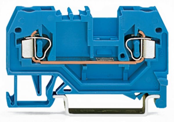 Клемма проходная с пружинным зажимом наборная 2-проводная 2,5 мм² синяя, WAGO