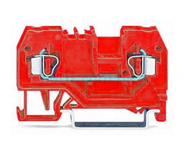 Клема прохідна з пружинним затискачем набірна 2-провідна 2,5 мм² червона, WAGO