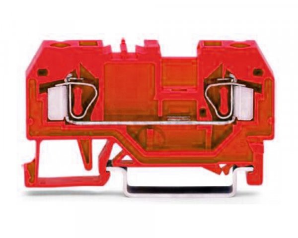 Клема прохідна з пружинним затискачем набірна 2-провідна 4,0 мм² червона, WAGO