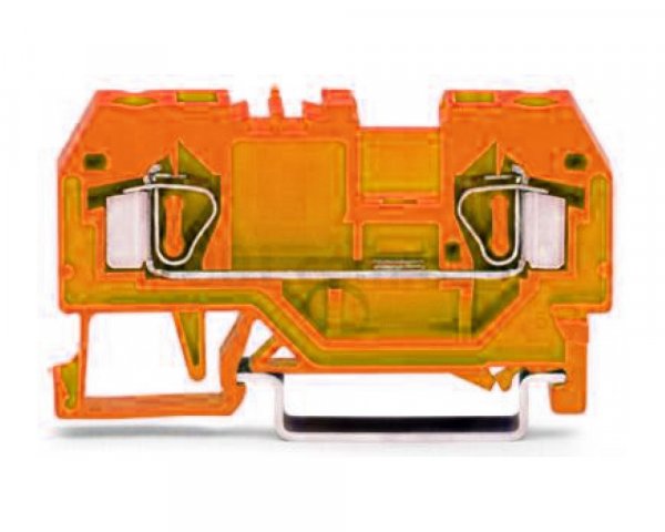 Клемма проходная с пружинным зажимом наборная 2-проводная 4,0 мм² оранжевая, WAGO