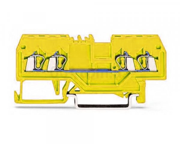 Клема проходная с пружинным зажимом наборная 4-проводная 1,5 мм² желтая, WAGO