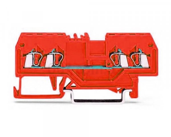 Клема проходная с пружинным зажимом наборная 4-проводная 1,5 мм² красная, WAGO