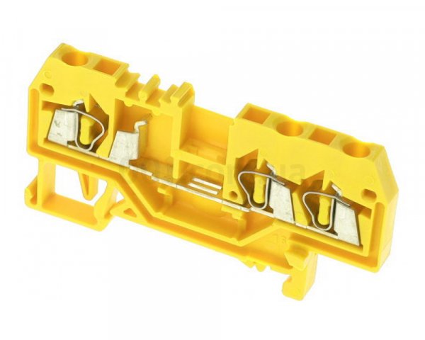 Клема проходная с пружинным зажимом наборная 3-проводная 2,5 мм² желтая, WAGO