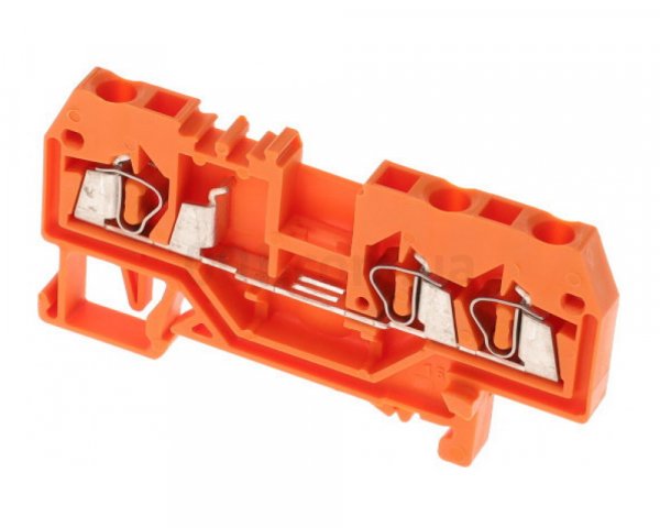 Клема проходная с пружинным зажимом наборная 3-проводная 2,5 мм² оранжевая, WAGO