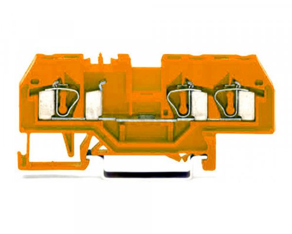 Клема проходная с пружинным зажимом наборная 3-проводная 4,0 мм² оранжевая, WAGO
