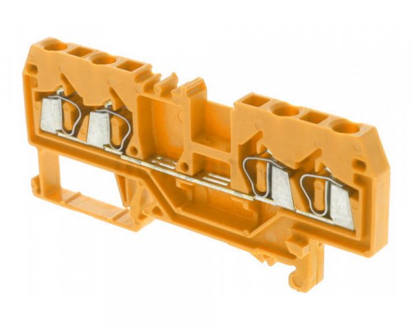 Клема проходная с пружинным зажимом наборная 4-проводная 2,5 мм² оранжевая, WAGO