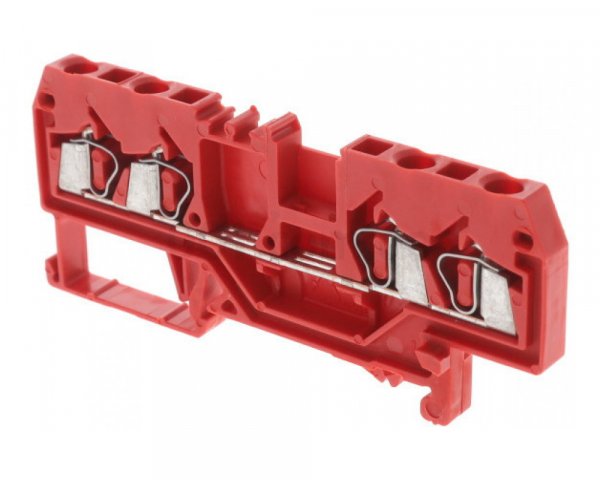 Клема проходная с пружинным зажимом наборная 4-проводная 2,5 мм² красная, WAGO