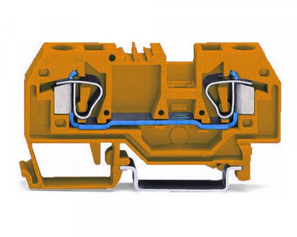 Клема проходная с пружинным зажимом наборная 2-проводная 6,0 мм² оранжевая, WAGO
