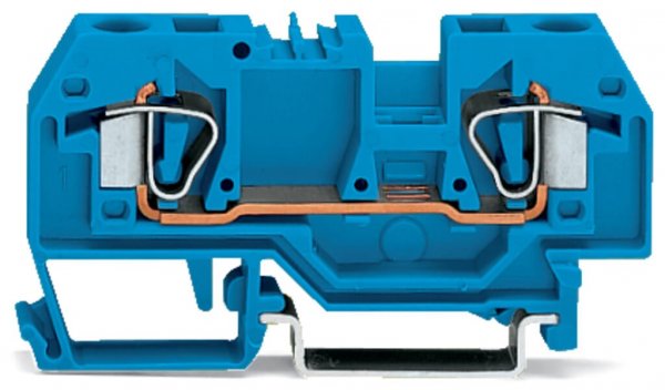 Клема прохідна з пружинним затиском набірна 2-провідна 6,0 мм² синя, WAGO