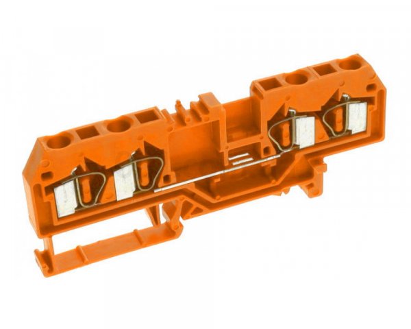 Клема проходная с пружинным зажимом наборная 4-проводная 4,0 мм² оранжевая, WAGO