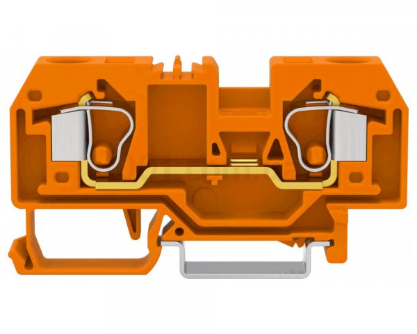 Клема проходная с пружинным зажимом наборная 2-проводная 10 мм² оранжевая, WAGO