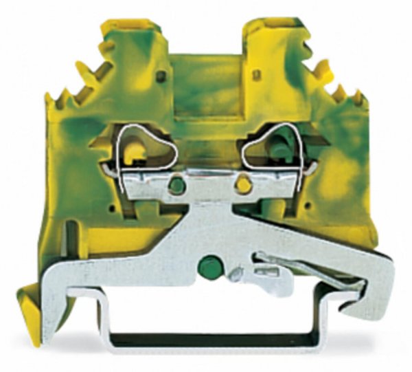 Клема заземления с пружинным зажимом наборная 2-проводная с боковым подключением 2,5 мм² желто-зеленая, WAGO