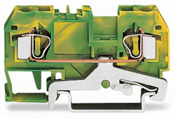 Клема заземлення з пружинним затиском набірна 2-провідна 4,0 мм² жовто-зелена, WAGO