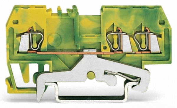 Клема заземлення з пружинним затиском набірна 3-провідна 1,5 мм² жовто-зелена, WAGO