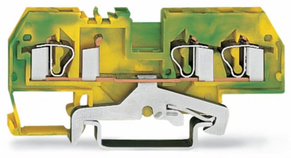 Клема заземлення з пружинним затиском набірна 3-провідна 4,0 мм² жовто-зелена, WAGO