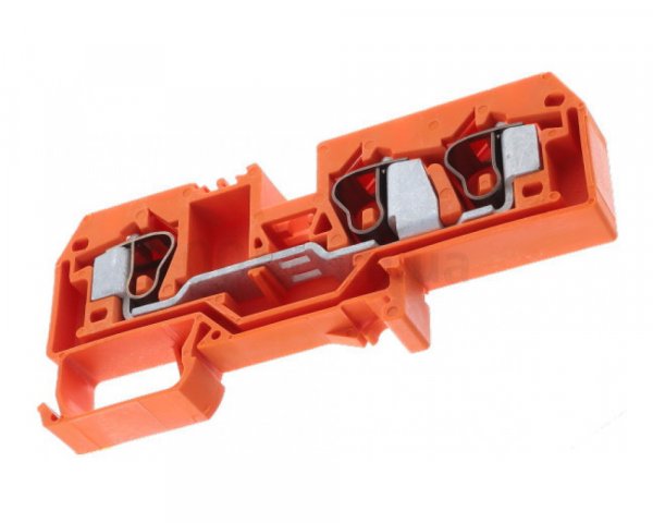 Клема проходная с пружинным зажимом наборная 3-проводная 10 мм² оранжевая, WAGO