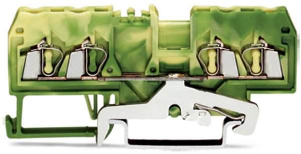 Клема заземлення з пружинним затиском набірна 4-провідна 2,5 мм² жовто-зелена, WAGO