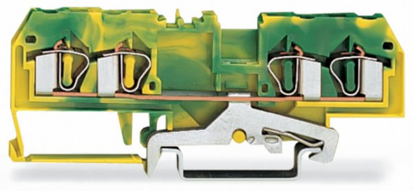 Клема заземлення з пружинним затиском набірна 4-провідна 4,0 мм² жовто-зелена, WAGO