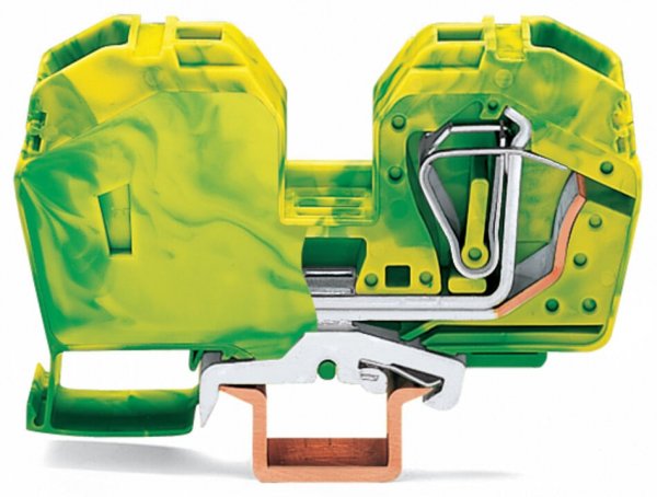 Клема заземлення з пружинним затиском набірна 2-провідна 35 мм² жовто-зелена, WAGO