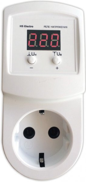 Реле контроля напряжения в розетку УКН-10р, 10А, 1,5 кВт, hselectro