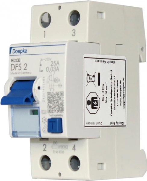 Пристрій захисного відключення Doepke DFS 1Р+N 40А АС 30мА