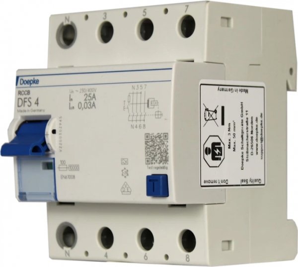 Пристрій захисного відключення Doepke DFS 4P 40А АС 300мА