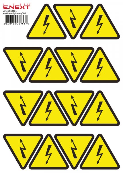 Самоклеящаяся наклейка E.Next "Молния" e.sticker.lightning.100 (100х100х100мм) 12 шт/лист s053304