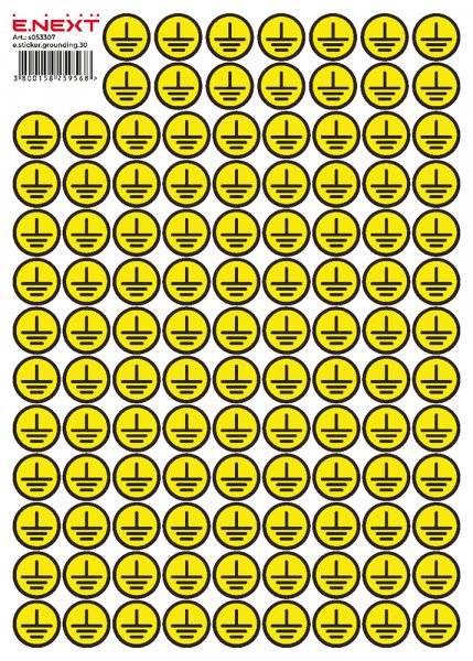 Самоклеящаяся наклейка E.Next "Заземление" e.sticker.grounding.30 (30х30х30мм) 90 шт/лист s053307