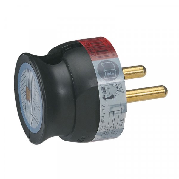 Чёрная штепсельная вилка Legrand 2К 16А