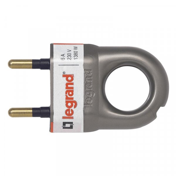 Электрическая вилка с кольцом Legrand 2К 6А (алюминий)