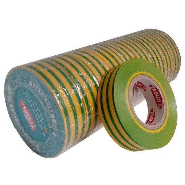Стрічка ізоляційна PVC, жовто-зелена, 20 м. TOSUNLux