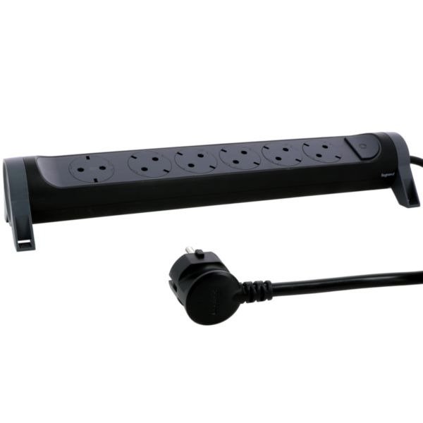 Поворотный удлинитель "Премиум" Legrand на 6 мест 3м, 16А (694540) чёрный