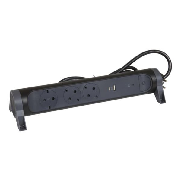 Подовжувач "Преміум" з USB A+C Legrand на 3 місця 1.5м, 16А (694512) чорний