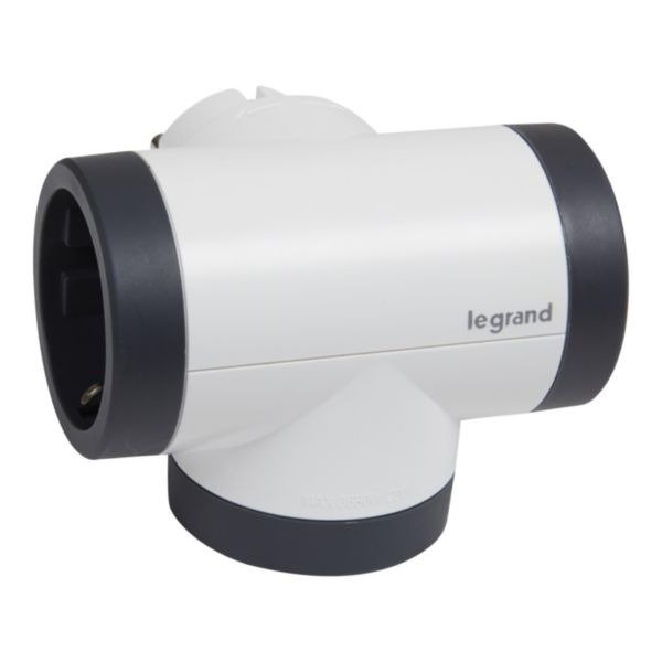 Поворотный блок «премиум» на 3 боковые розетки Legrand белый/чёрный