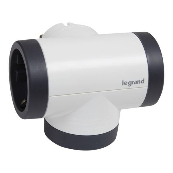 Поворотний блок «преміум» на 3 бічні розетки Legrand з USB A+C білий/чорний