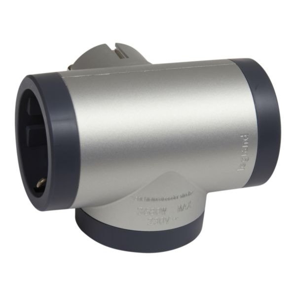 Блок «премиум» на 3 боковые розетки Legrand алюминий/чёрный