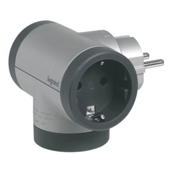 Поворотний блок «преміум» на 3 бічні розетки Legrand із USB A+C алюміній/чорний