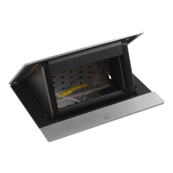 Лючок с выдвижным блоком Legrand на 4 модуля (654800) нержавеющая сталь