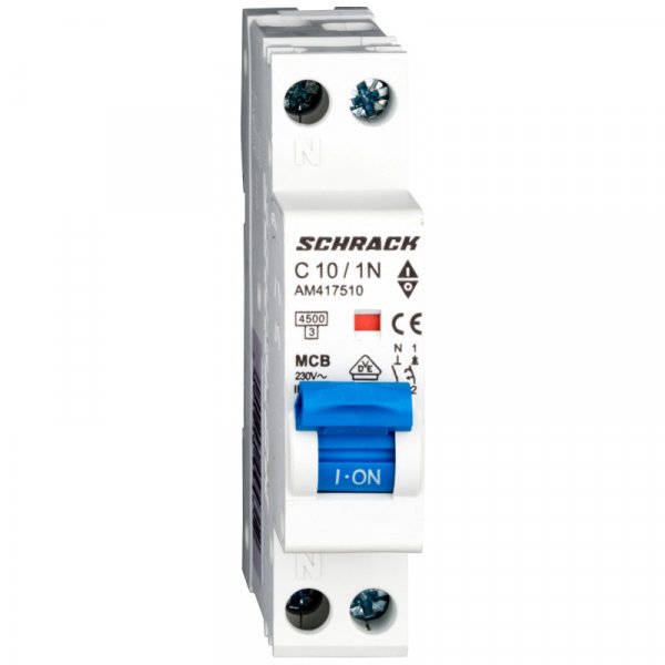 Автоматичний вимикач з нейтраллю 4,5кА 1P+N 10А х-ка C Schrack AM417510