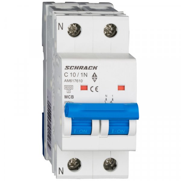 Автоматический выключатель 6кА 1P+N 10А х-ка C Schrack AM617610