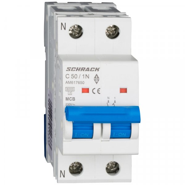 Автоматический выключатель 6кА 1P+N 50А х-ка C Schrack AM617650