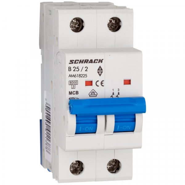 Автоматический выключатель 6кА 2P 25А х-ка B Schrack AM618225