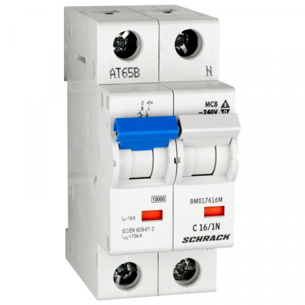 Автоматичний вимикач 10кА 1P+N 16A х-ка C ME Schrack BM017616ME