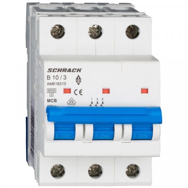 Автоматичний вимикач 6кА 3P 10А х-ка B Schrack AM618310