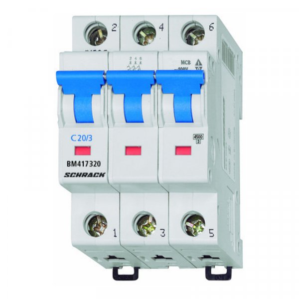 Автоматичний вимикач 4,5кА 3P 20A х-ка C Schrack BM417320