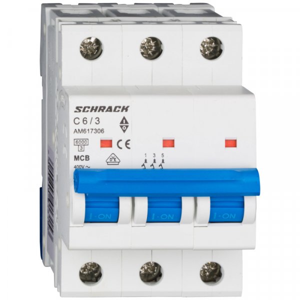Автоматичний вимикач 6кА 3P 6А х-ка C Schrack AM617306