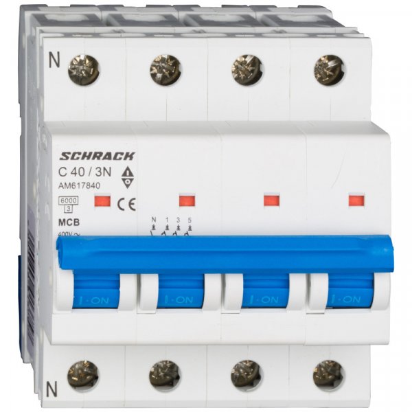 Автоматичний вимикач 6кА 3P+N 40А х-ка C Schrack AM617840
